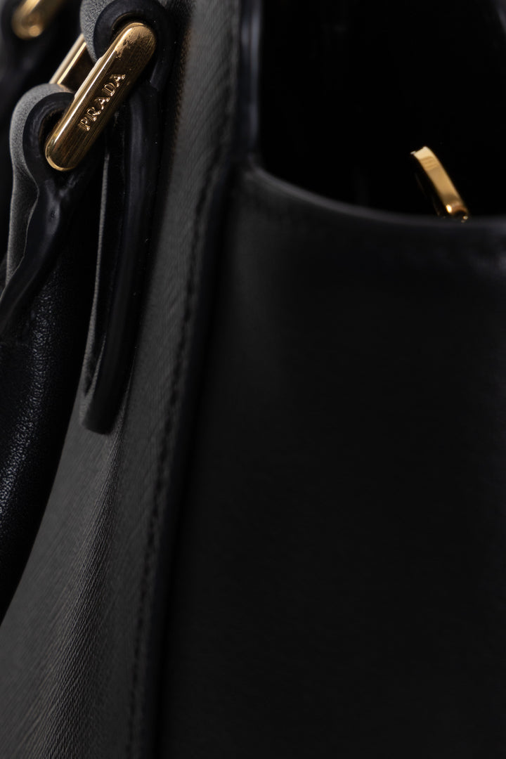 Petit sac cabas PRADA 2 en 1 en cuir Saffiano noir