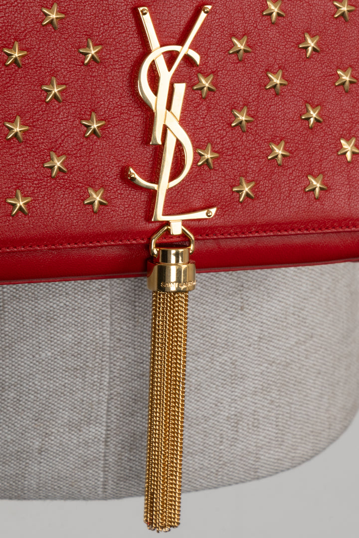 Sac bandoulière SAINT LAURENT WOC Kate à pompon étoile rouge