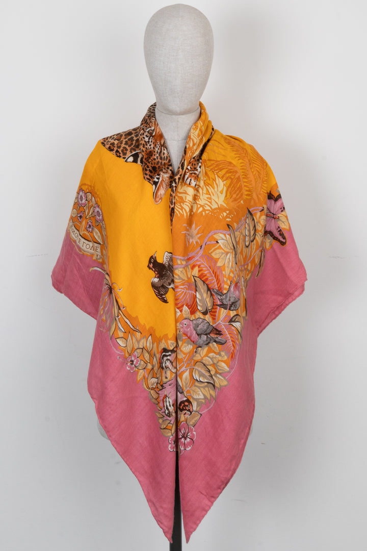 HERMÈS Jungle Love Scarf 140 Cashmere Pink