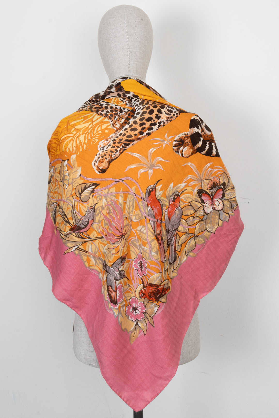 HERMÈS Jungle Love Scarf 140 Cashmere Pink