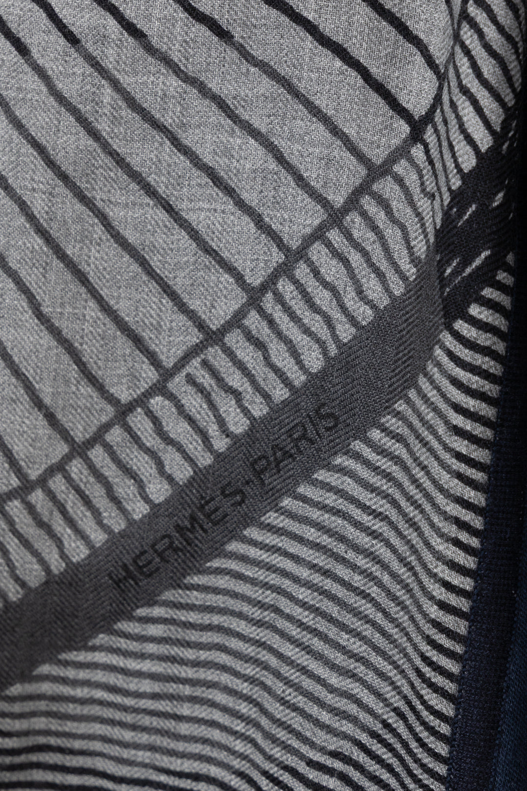 HERMÈS Scarf Cashmere Silk Blue Grey