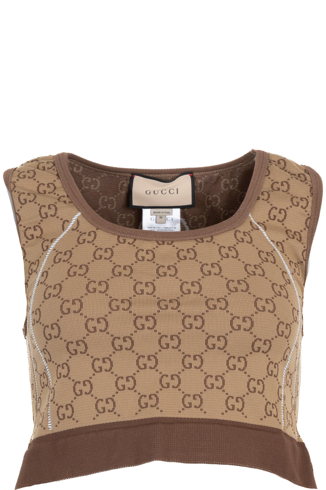 Haut court Gucci en jacquard GG beige