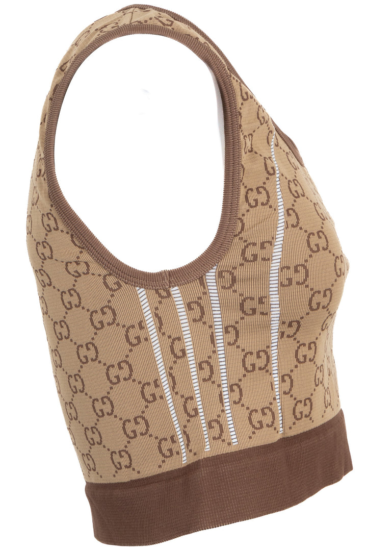 Haut court Gucci en jacquard GG beige