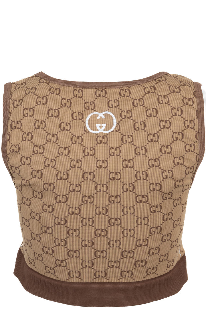 Haut court Gucci en jacquard GG beige