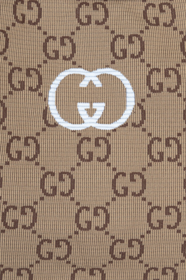 Haut court Gucci en jacquard GG beige