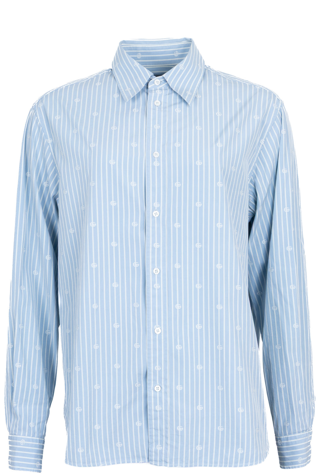 Chemise Gucci à logo rayée en coton bleu clair