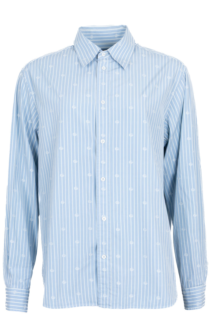 Chemise Gucci à logo rayée en coton bleu clair