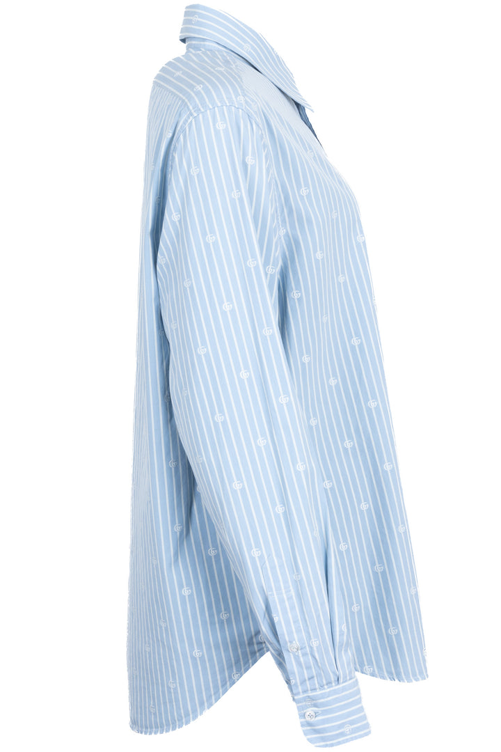 Chemise Gucci à logo rayée en coton bleu clair