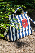 DOLCE&GABBANA Medium Miss Sicily Top Handle Bag Striped with Embroidery