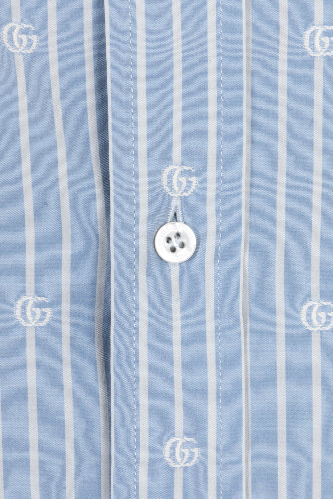 Chemise Gucci à logo rayée en coton bleu clair