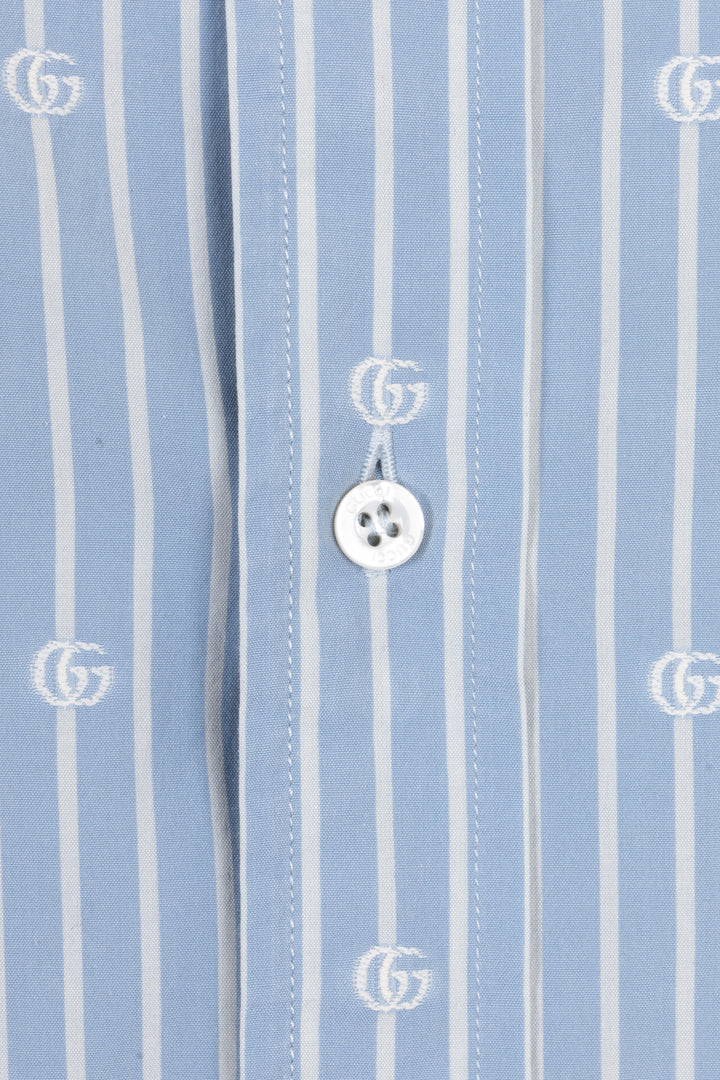 Chemise Gucci à logo rayée en coton bleu clair