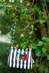 DOLCE&GABBANA Medium Miss Sicily Top Handle Bag Striped with Embroidery