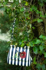 DOLCE&GABBANA Medium Miss Sicily Top Handle Bag Striped with Embroidery
