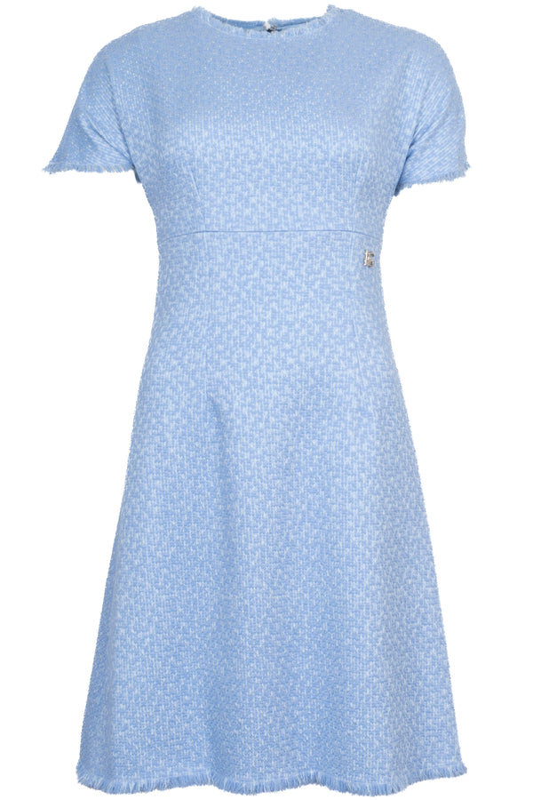 DOLCE & GABBANA Short-Sleeve Dress Raschel Tweed Blue