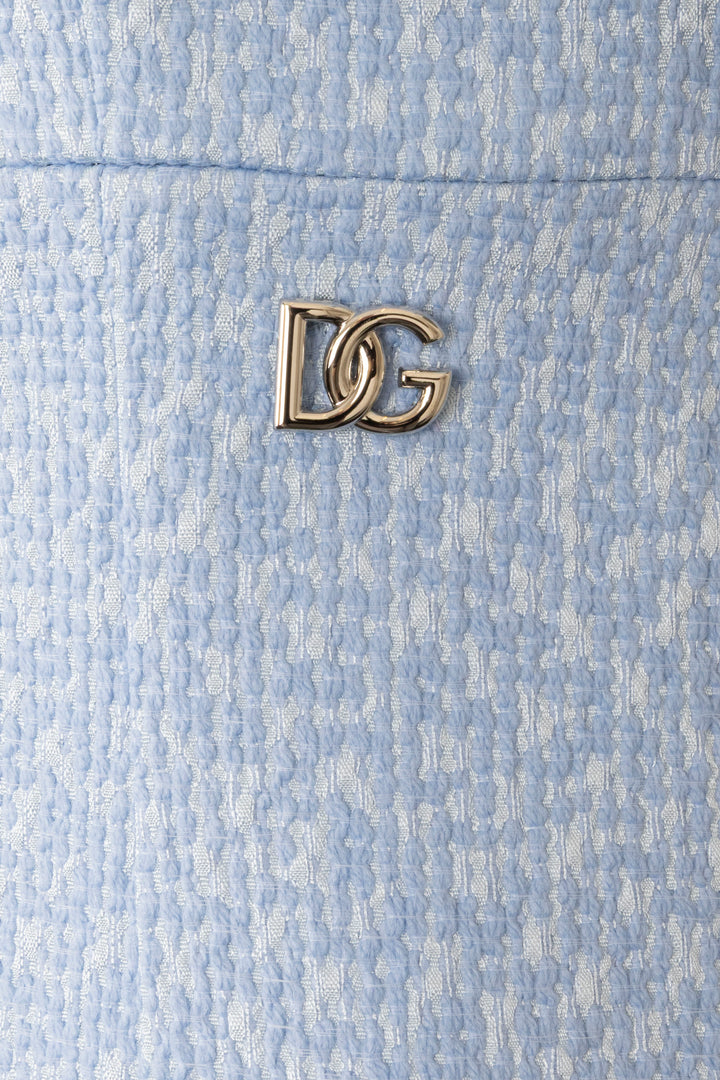 DOLCE & GABBANA Shortsleeve Dress Raschel Tweed Blue