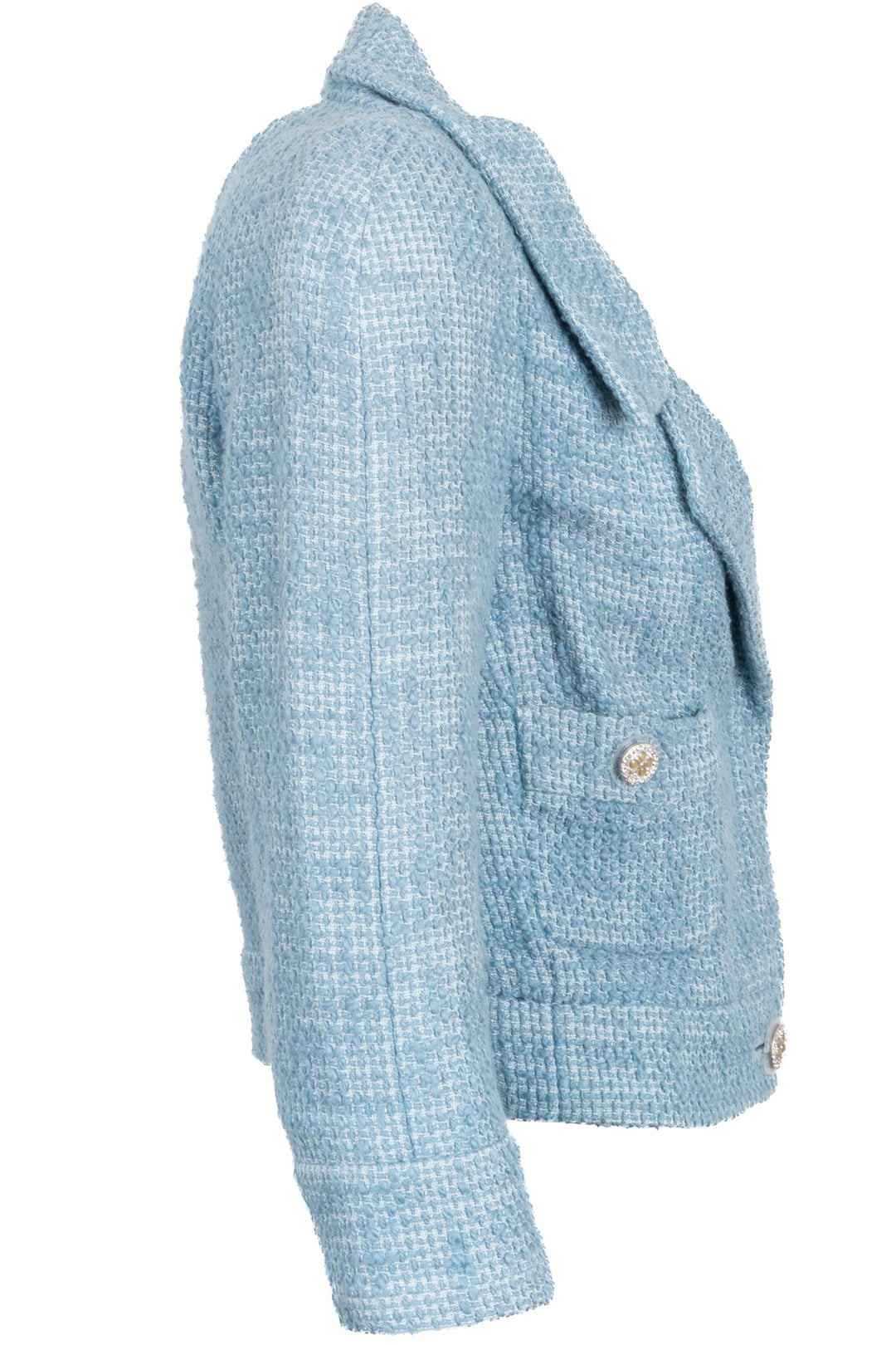 CHANEL Cropped Tweed Jacket Blue
