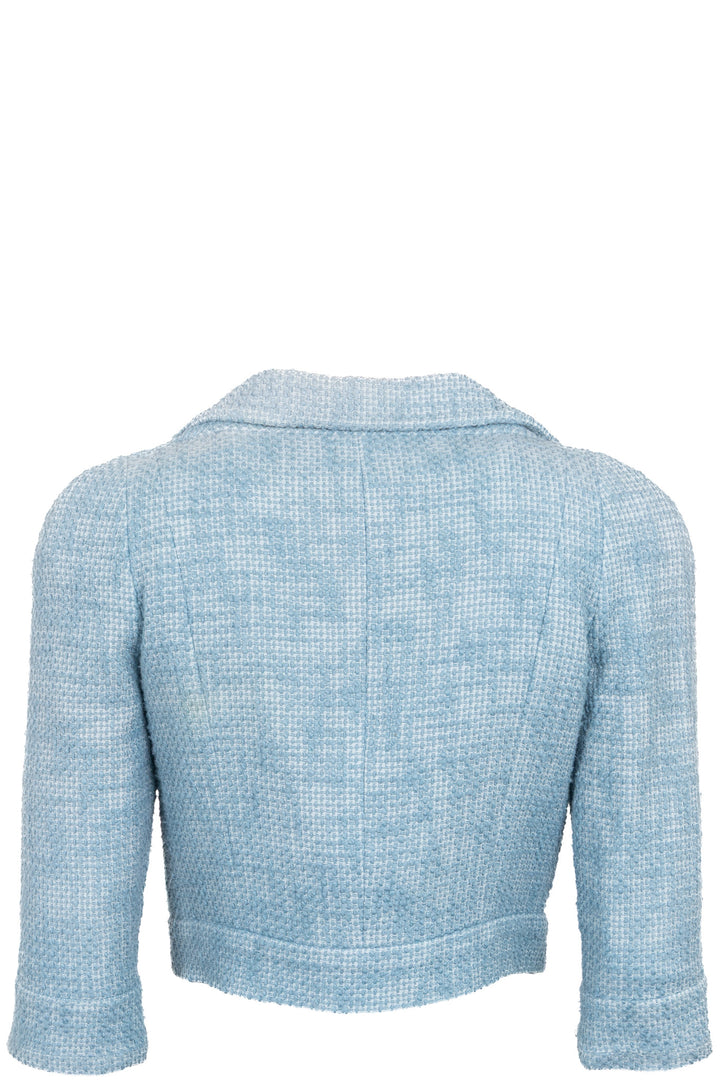 CHANEL Cropped Tweed Jacket Blue