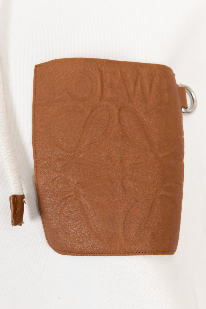 Sweat à capuche LOEWE avec patch Anagram en coton crème