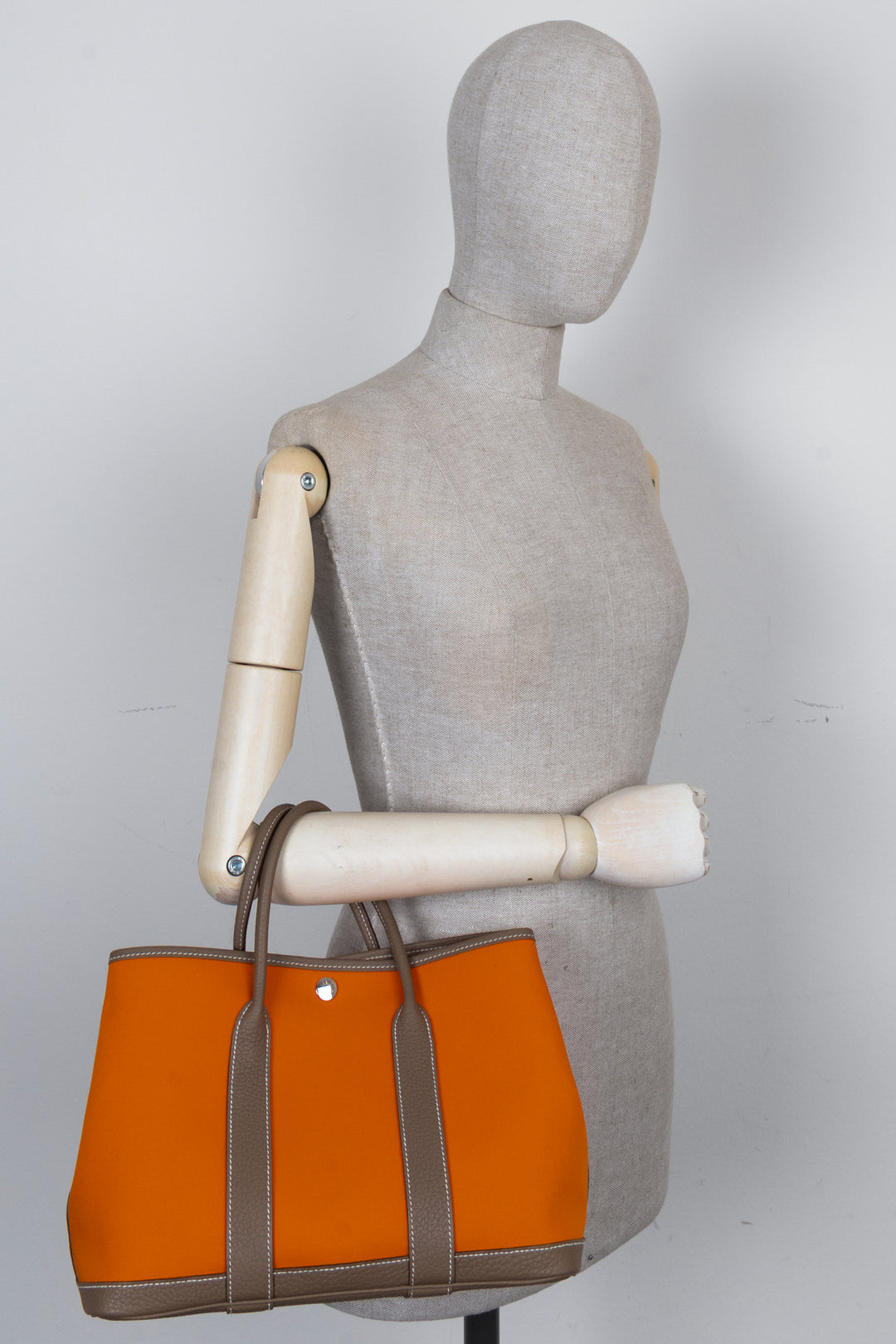 HERMÈS Gardenparty 30 Canvas Orange Etoupe