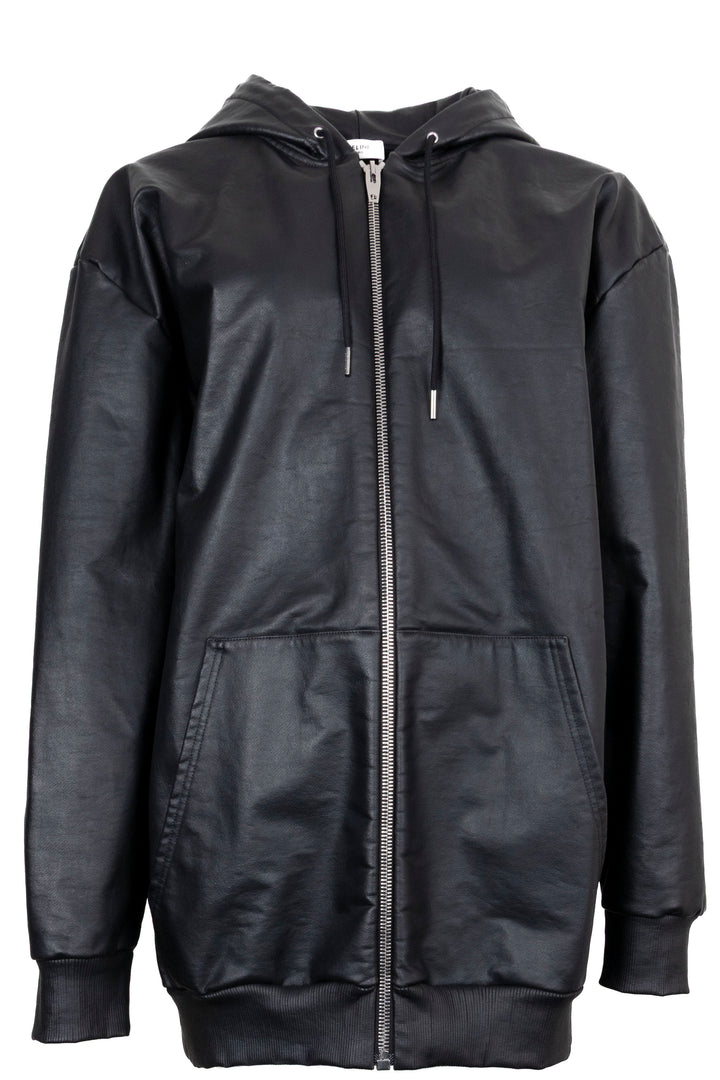 CELINE Logo Hooded Zip Coated Jacket Black