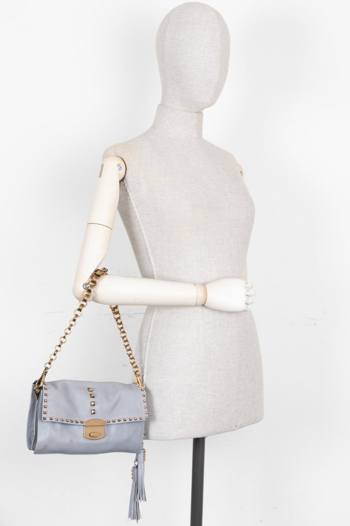PRADA Shoulder Bag Leather Blue