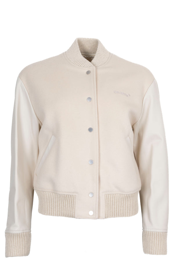 Blouson bomber permanent OFF-WHITE en laine ivoire