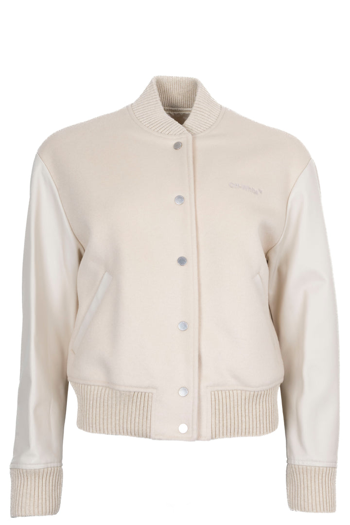 Blouson bomber permanent OFF-WHITE en laine ivoire