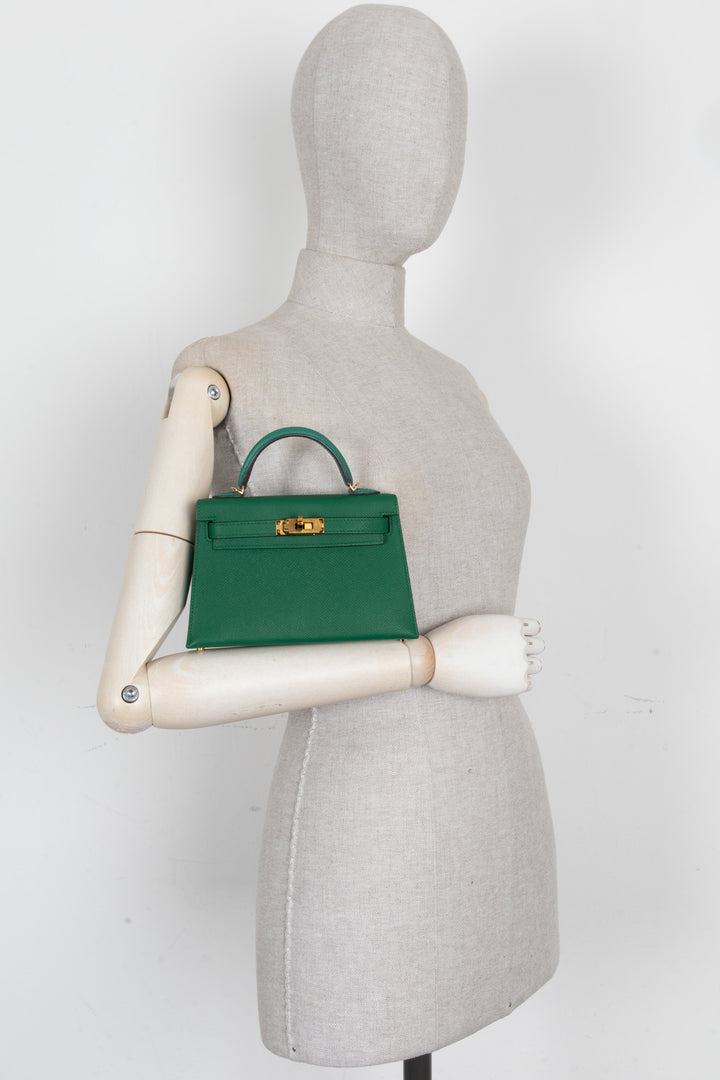 HERMÈS Mini Kelly Sellier Epsom Vert Vertigo