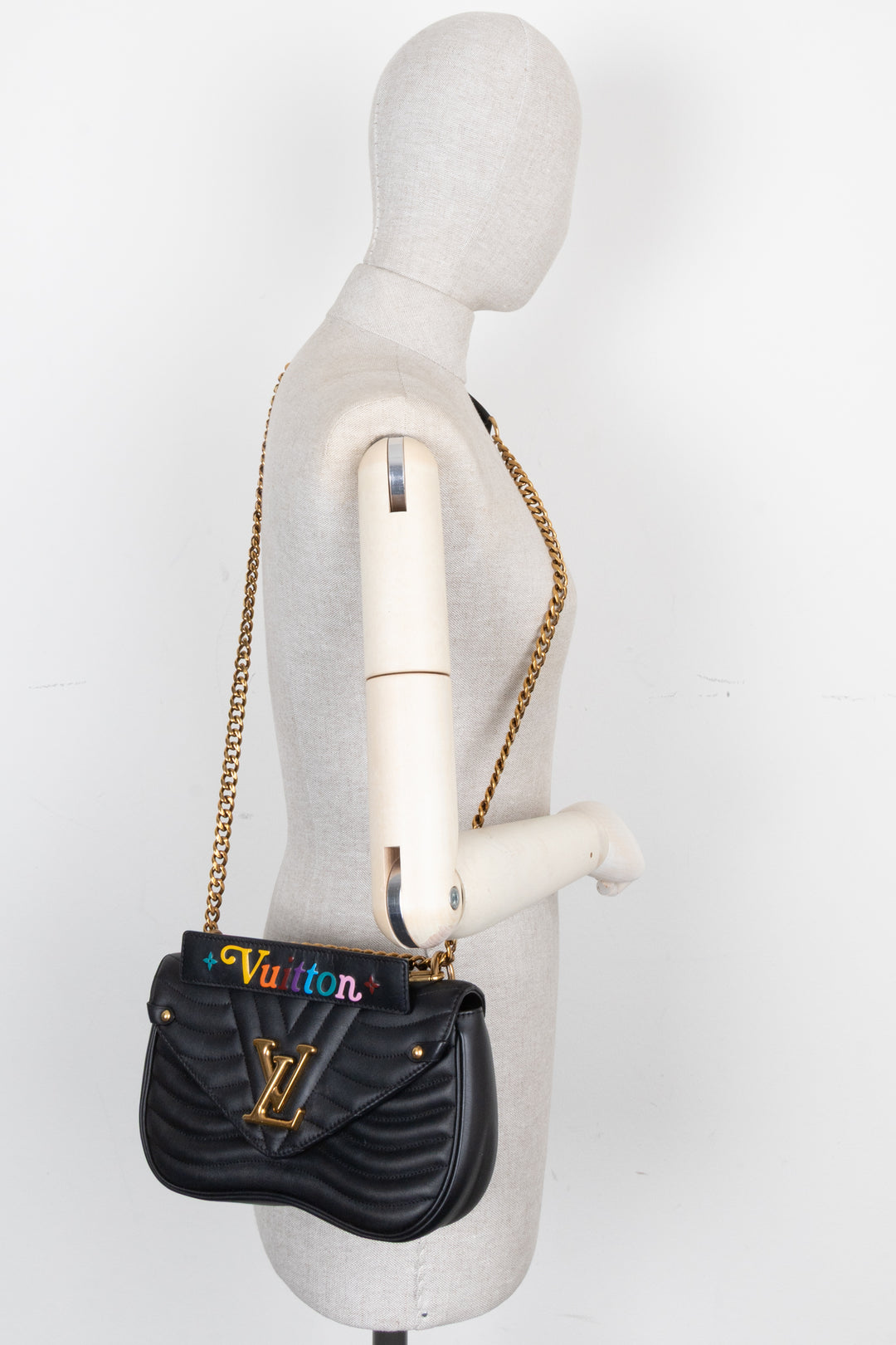 LOUIS VUITTON New Wave Crossbody Bag Leather Black