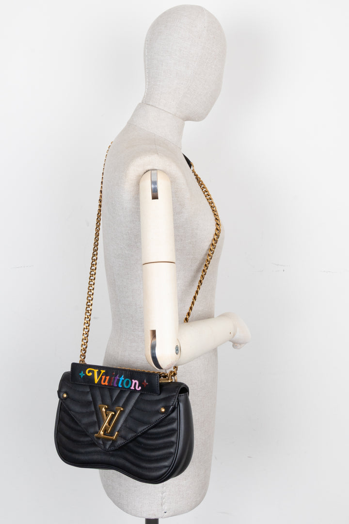 LOUIS VUITTON New Wave Crossbody Bag Leather Black