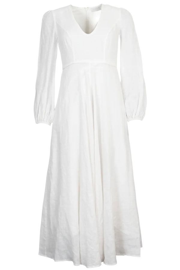 ZIMMERMANN V Neck Maxi Dress Linen White