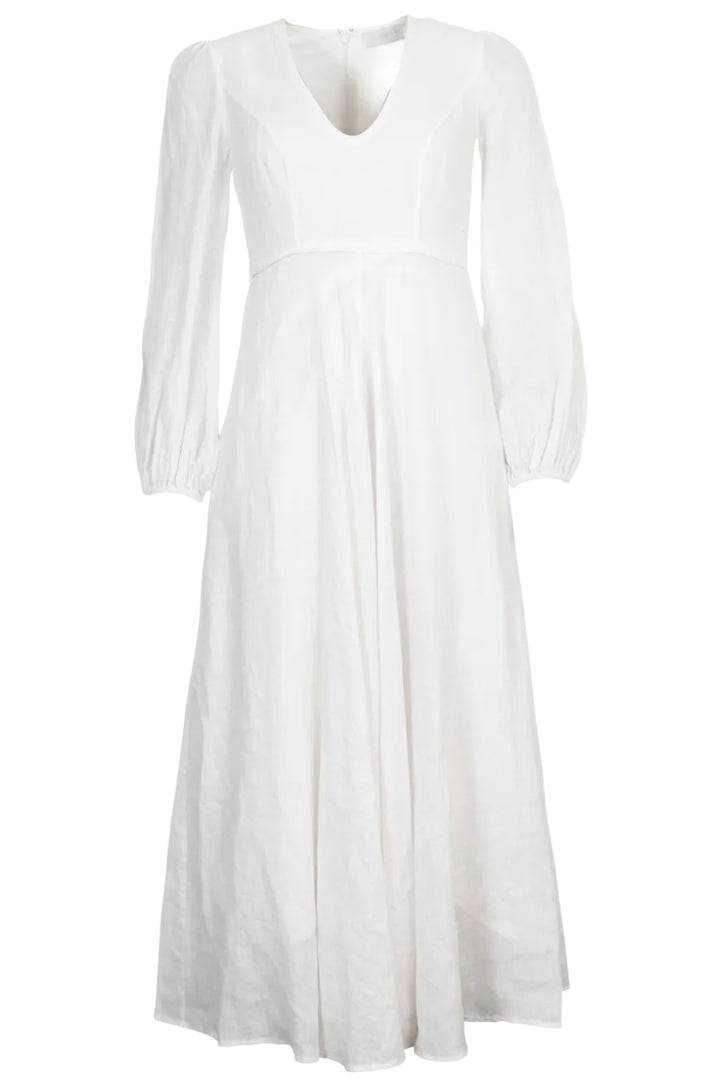 ZIMMERMANN V Neck Maxi Dress Linen White