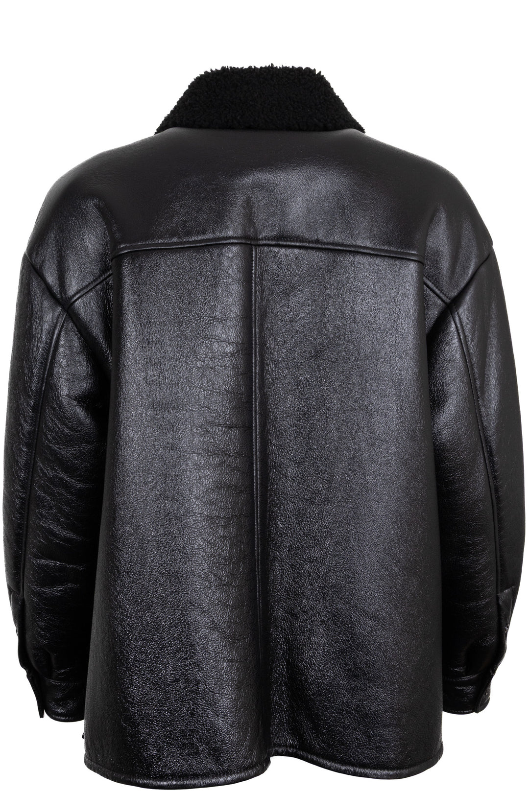 PRADA Veste oversize en peau lainée 2022 Noir