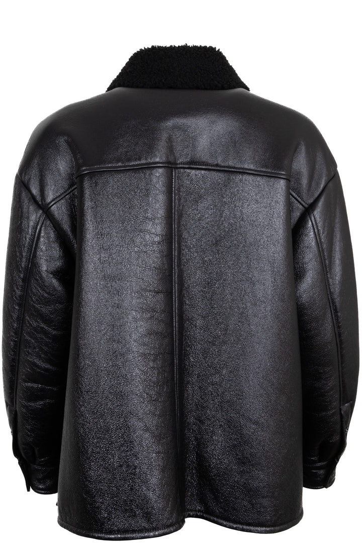 PRADA Veste oversize en peau lainée 2022 Noir