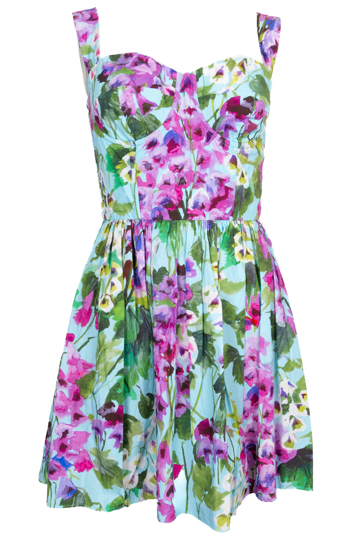 DOLCE&GABBANA Bellflowers Mini Dress Blue