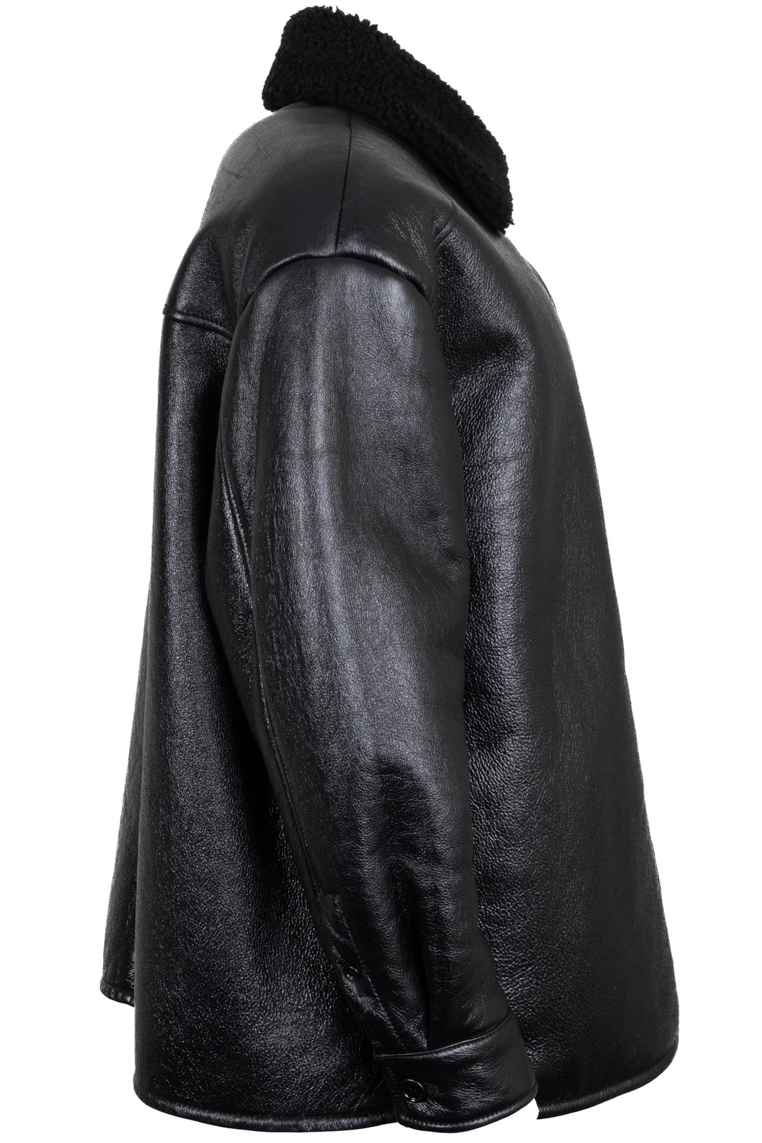 PRADA Veste oversize en peau lainée 2022 Noir