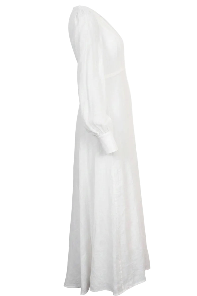 ZIMMERMANN V Neck Maxi Dress Linen White