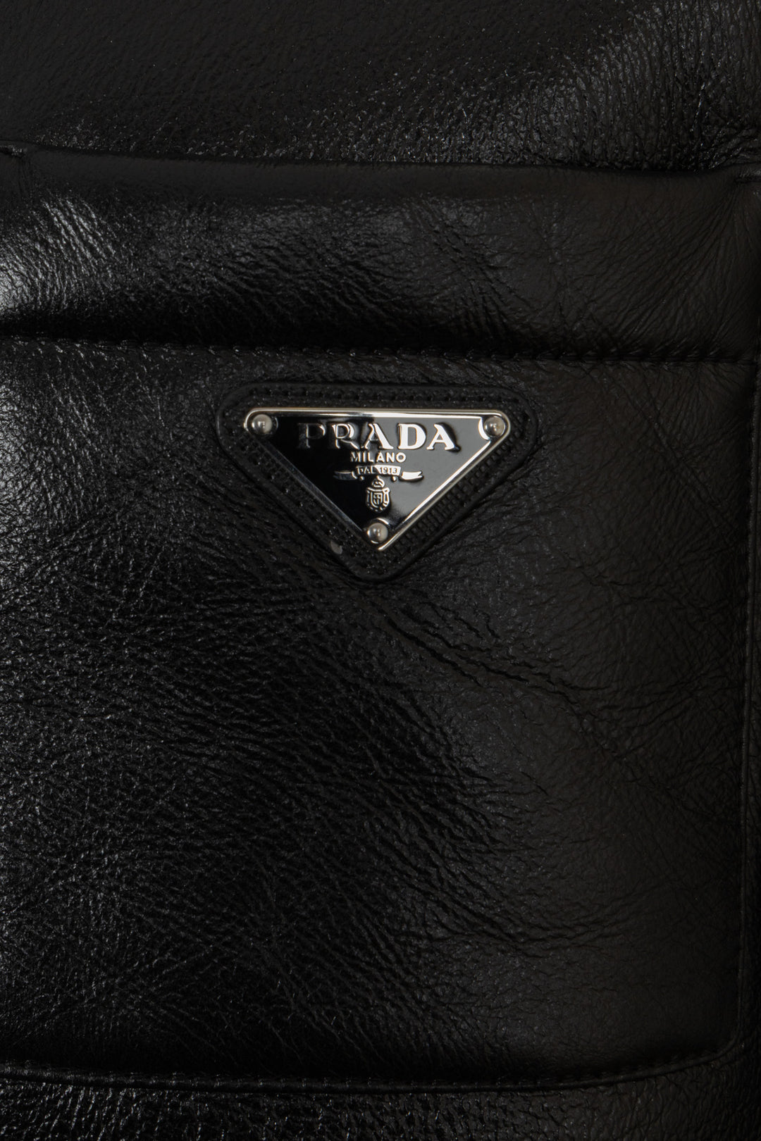 PRADA Veste oversize en peau lainée 2022 Noir
