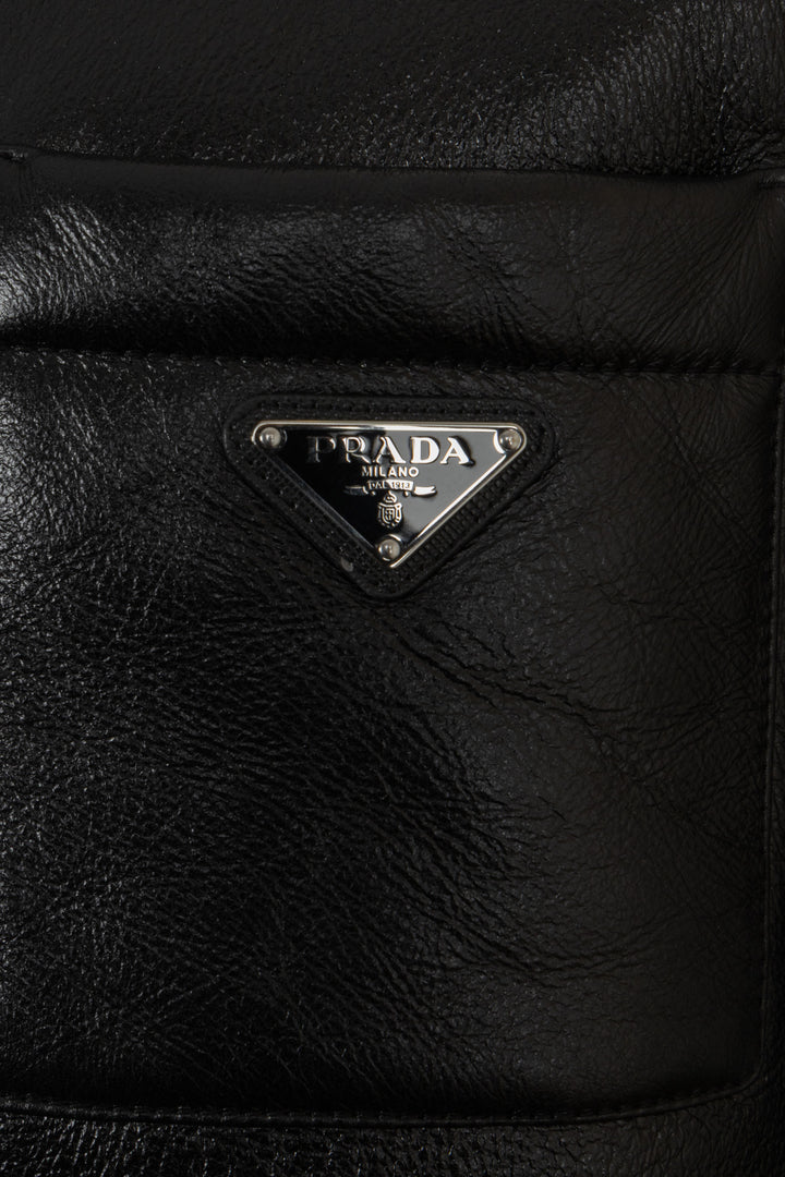 PRADA Veste oversize en peau lainée 2022 Noir