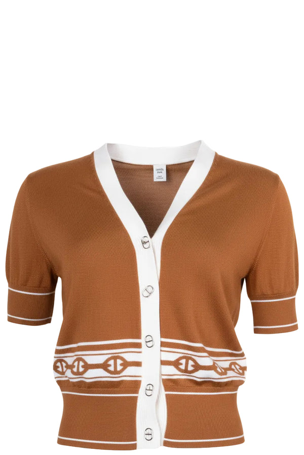 HERMES Chaine D'Ancre Short Sleeve Cardigan Marron Alezan