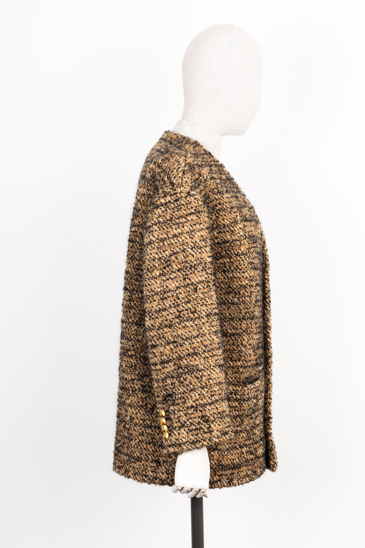 CELINE Tweed Jacket Brown