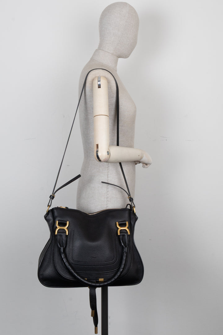 CHLOÉ Medium Double Carry Marcie Bag Black