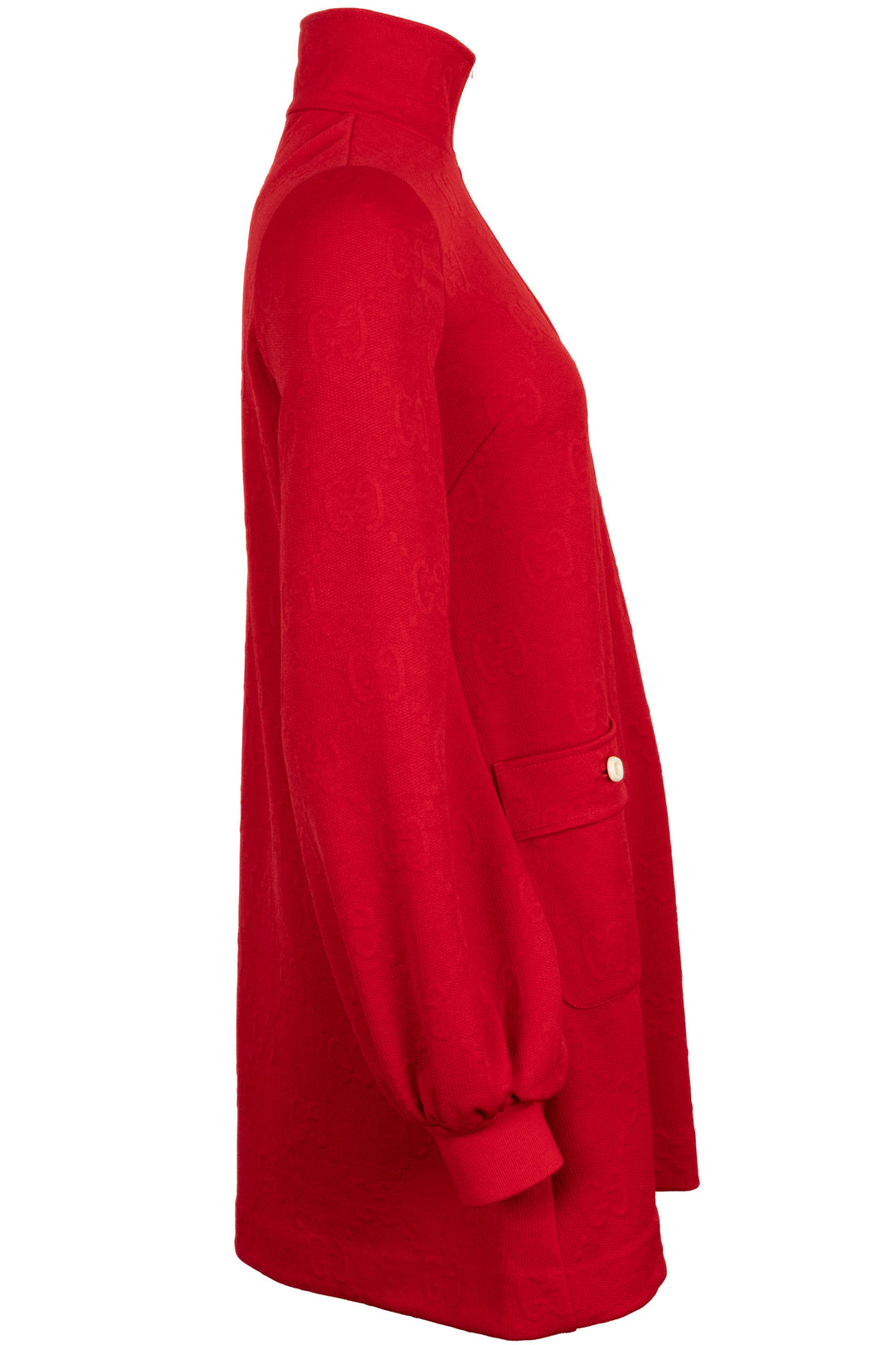 GUCCI GG Balloon-Sleeve Jacquard Jersey Dress Red