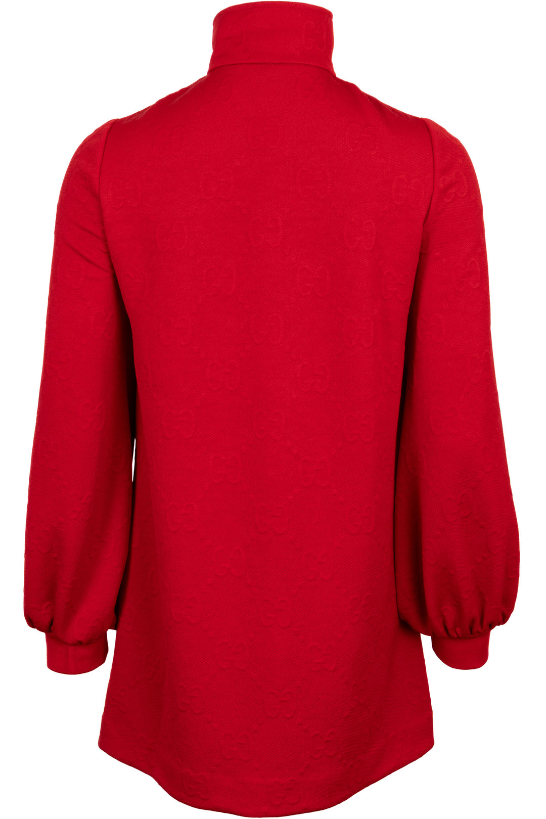 GUCCI GG Balloon-Sleeve Jacquard Jersey Dress Red