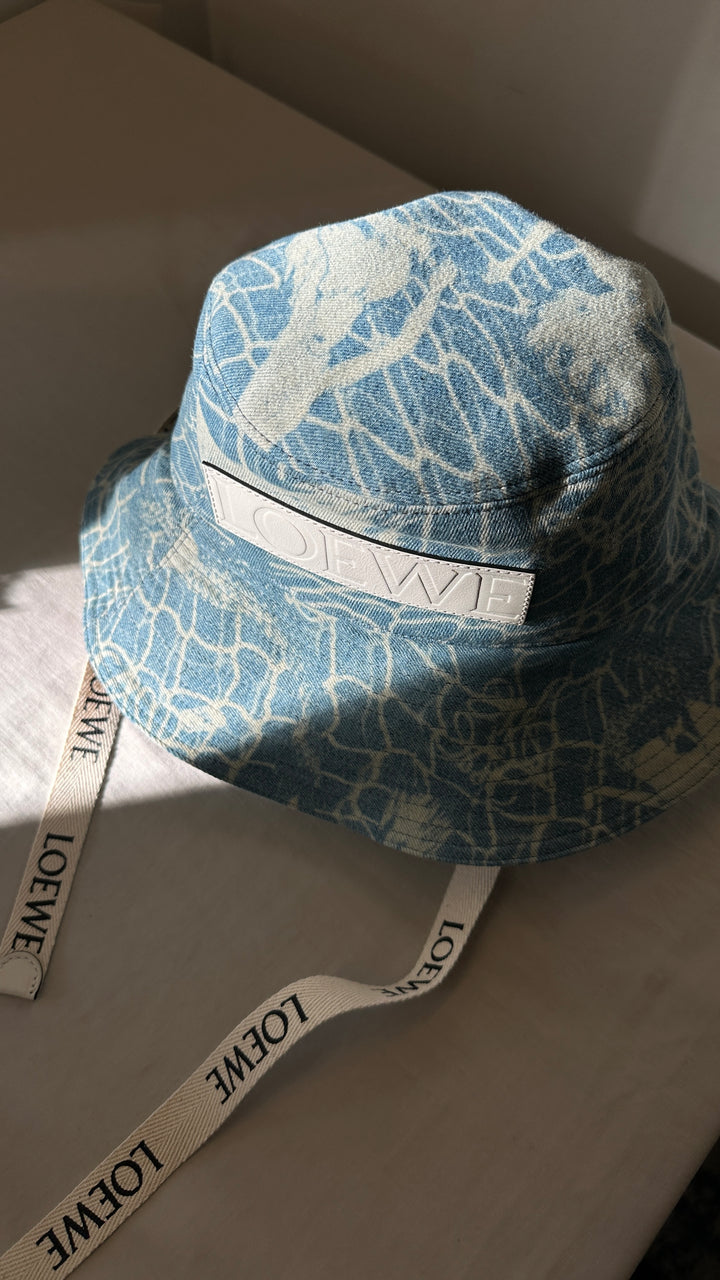 LOEWE x Paula's Ibiza Denim Bucket Hat Blue Ivory