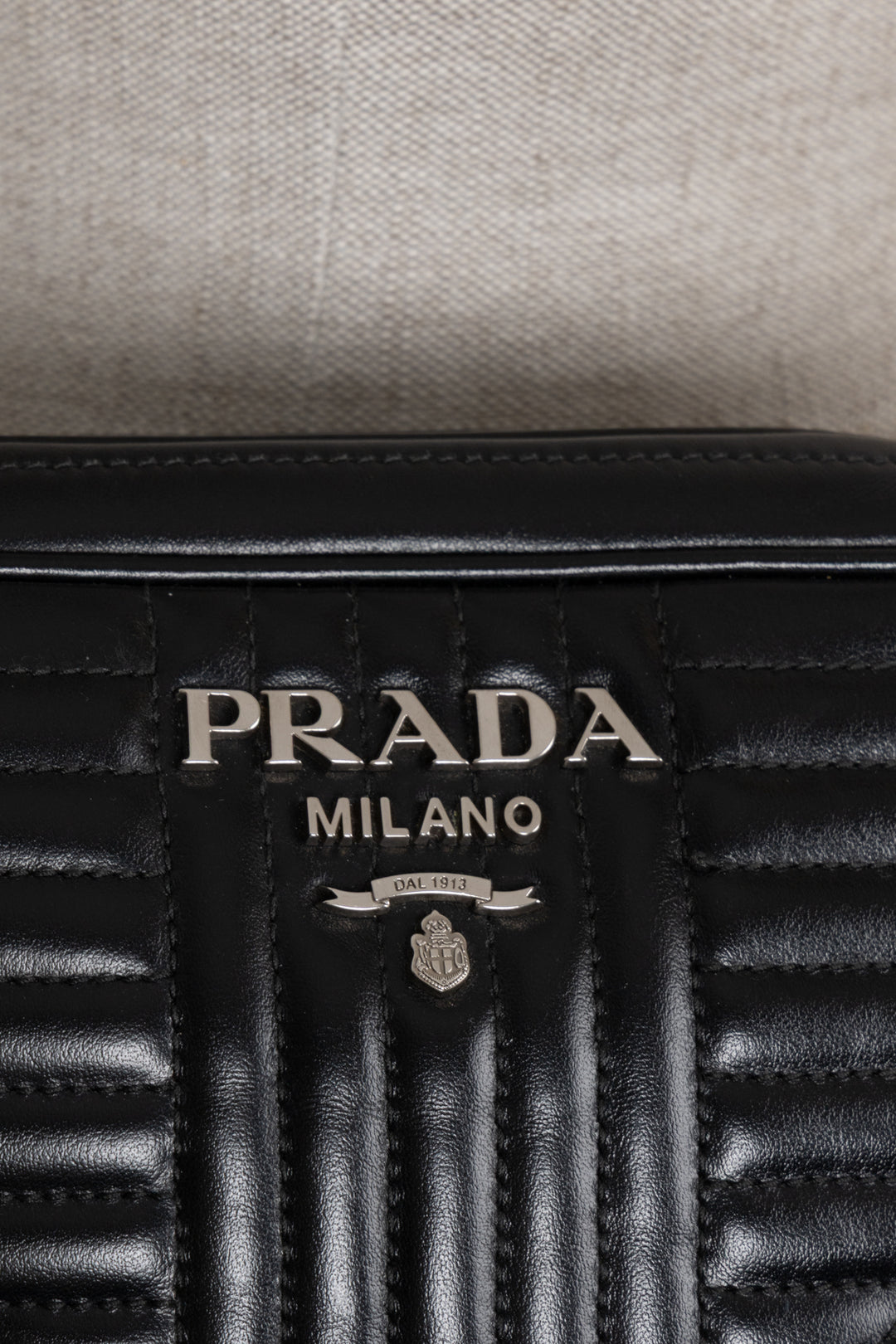 PRADA Quilted Diagrams Camera Bag Black