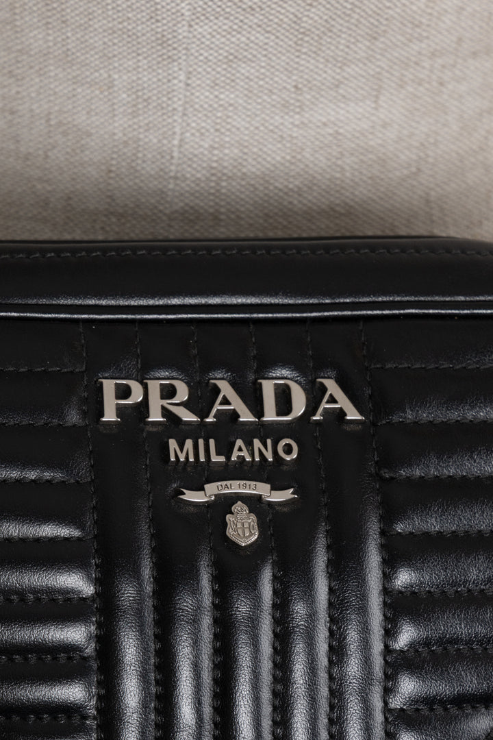 PRADA Quilted Diagrams Camera Bag Black