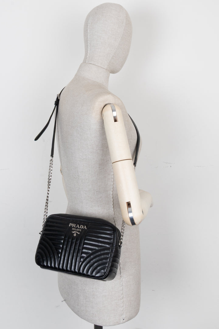 PRADA Quilted Diagrams Camera Bag Black