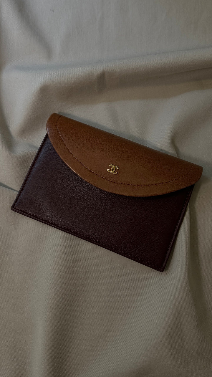 CHANEL Envelope Wallet Eggplant Brown