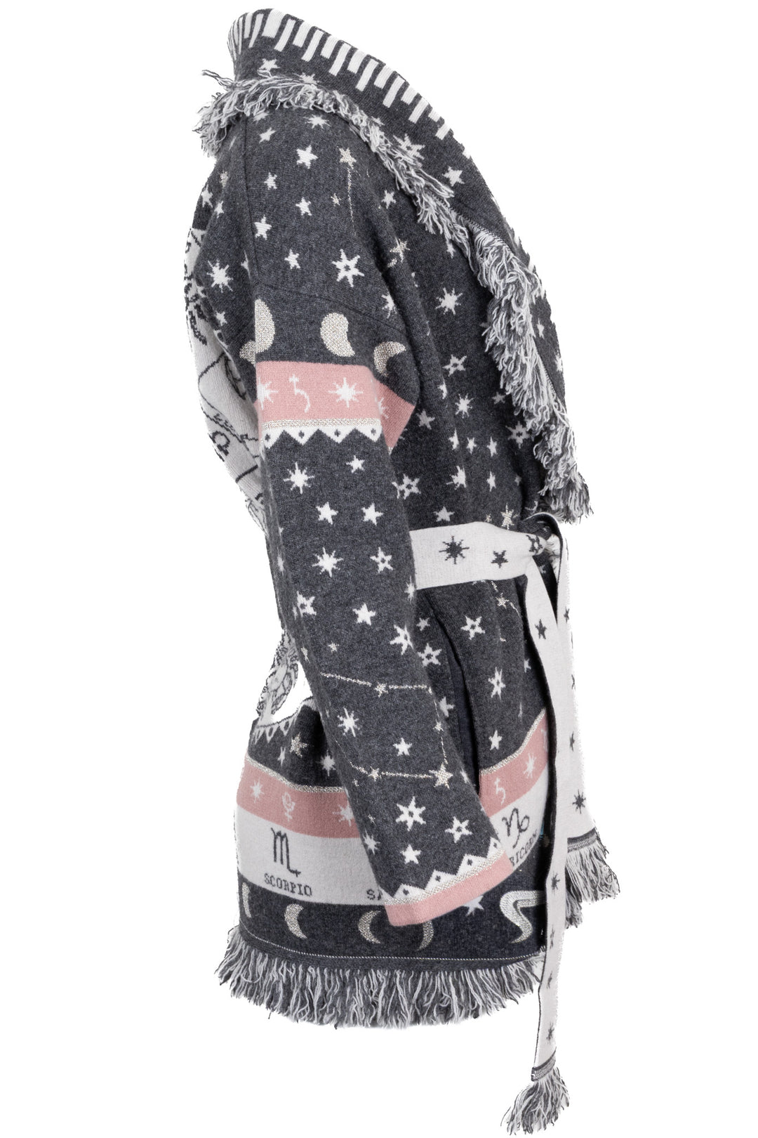 ALANUI Zodiac Belted Short Cardigan Wool Grey